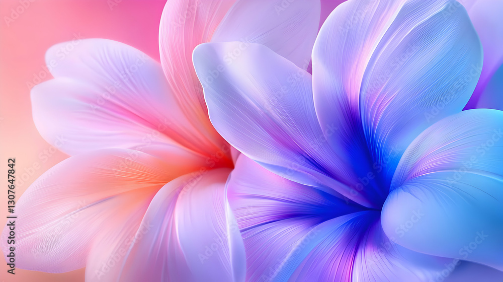 Pastel Floral Design with Blue and Pink Flowers Pastel Floral Design with Blue and Pink Flowers