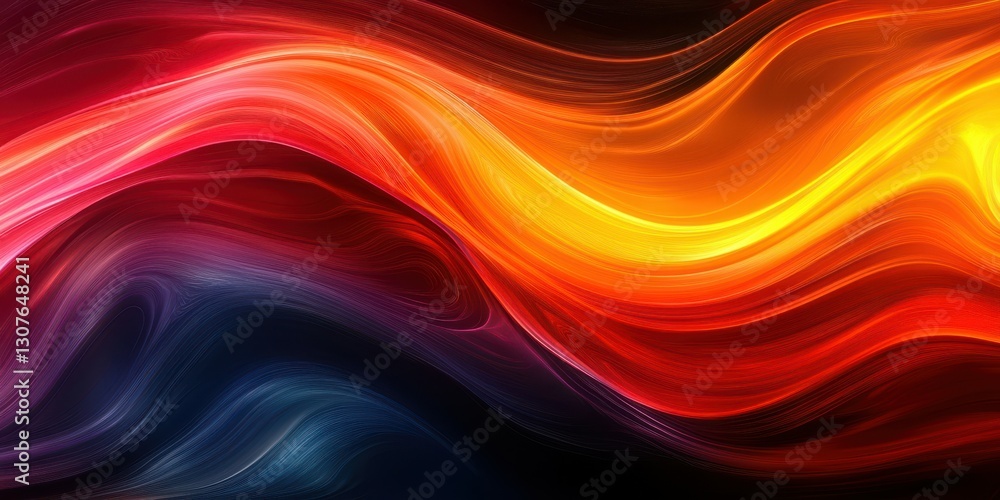 Colorful swirls of light create an abstract design with vibrant red, orange, and blue hues in a dark background Colorful swirls of light create an abstract design with vibrant red, orange, and blue hues in a dark background