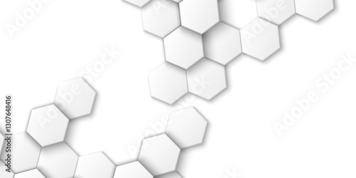Aesthetic Harmonies in the Digital Age: An In-Depth Exploration of 3D Hexagonal Grids Against a Backdrop of White and Gray Technological Landscapes