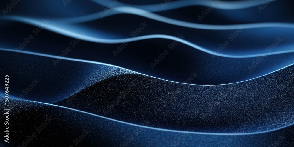 Fototapeta premium Flowing blue waves with a smooth texture create a captivating visual under soft light