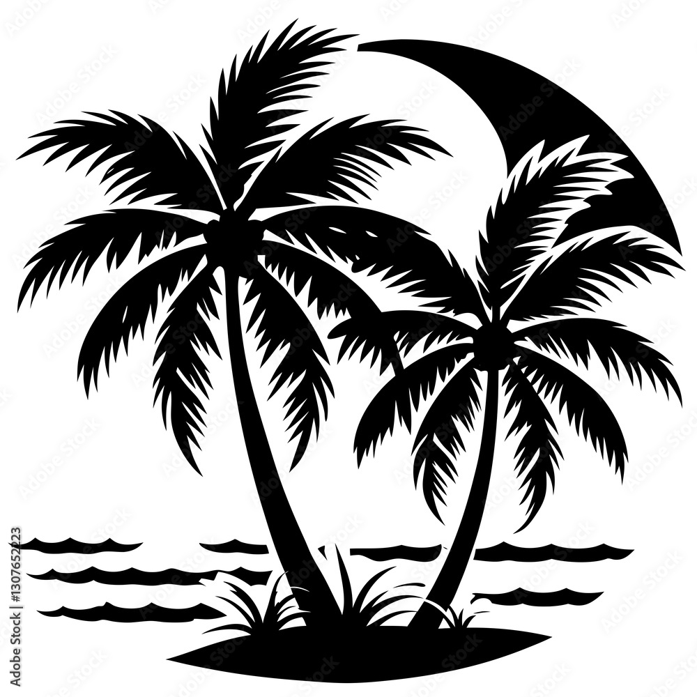 Fototapeta premium silhouette of palm trees