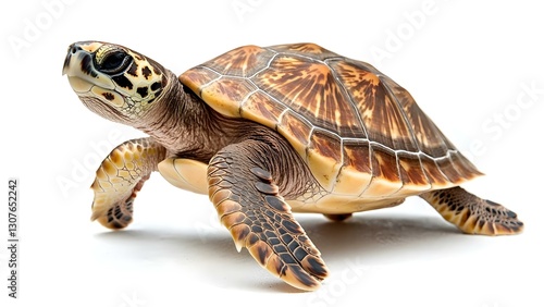 A realistic model of a turtle with intricate details on its shell and skin, showcasing its natural colors and features. Concept Turtle Model, Intricate Shell Details, Natural Colors