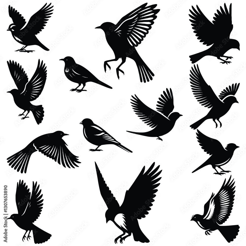 Obraz premium set of silhouettes of birds