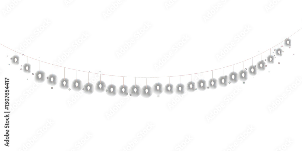 Fototapeta premium PNG White glowing light string lighting lights background.