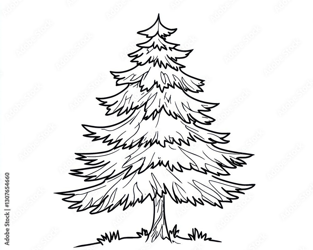 Obraz premium Simple Pine Tree Drawing (13)