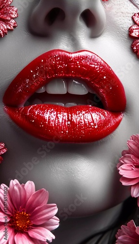 woman with red lips