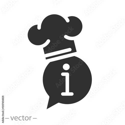 advice or recipe from the chef, culinary information icon, questions and cooking details, flat vector illustration