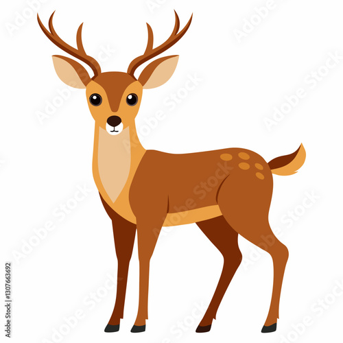 Cartoon cute deer.  Suitable for children's books, sticker,mascot, logo.Vector illustration on white background