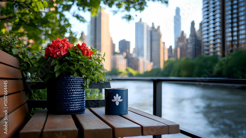 Rooftop Terrace Garden with City Skyline View