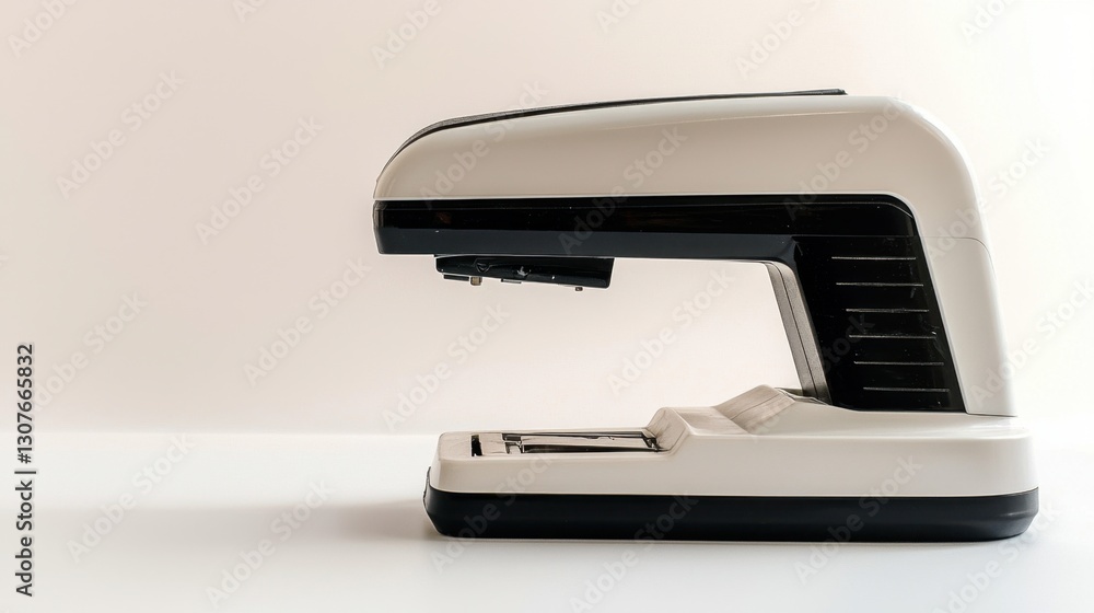 Modern office stapler on a clean surface showcasing minimalist design in bright light Modern office stapler on a clean surface showcasing minimalist design in bright light