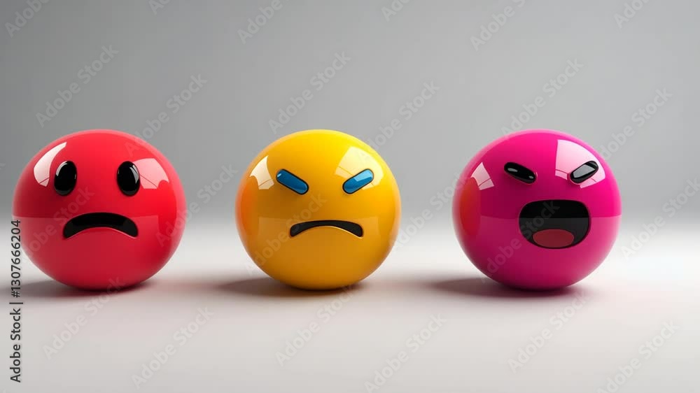 Three Colorful Emojis Expressing Negative Emotions: Sadness, Anger, and Rage Three Colorful Emojis Expressing Negative Emotions: Sadness, Anger, and Rage