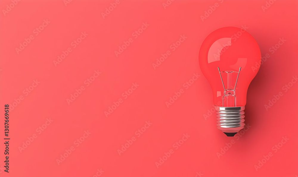 Bright Red Light Bulb on Smooth Pink Background for Creative Projects Bright Red Light Bulb on Smooth Pink Background for Creative Projects