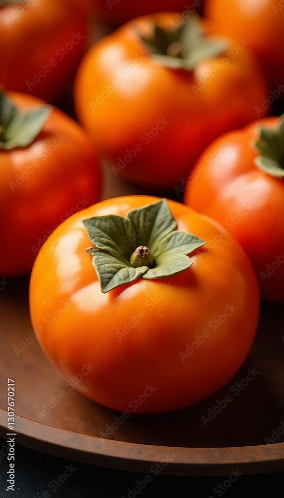 Close-up of delicious persimmons with smooth texture and glossy skin , snack, Food Close-up of delicious persimmons with smooth texture and glossy skin , snack, Food