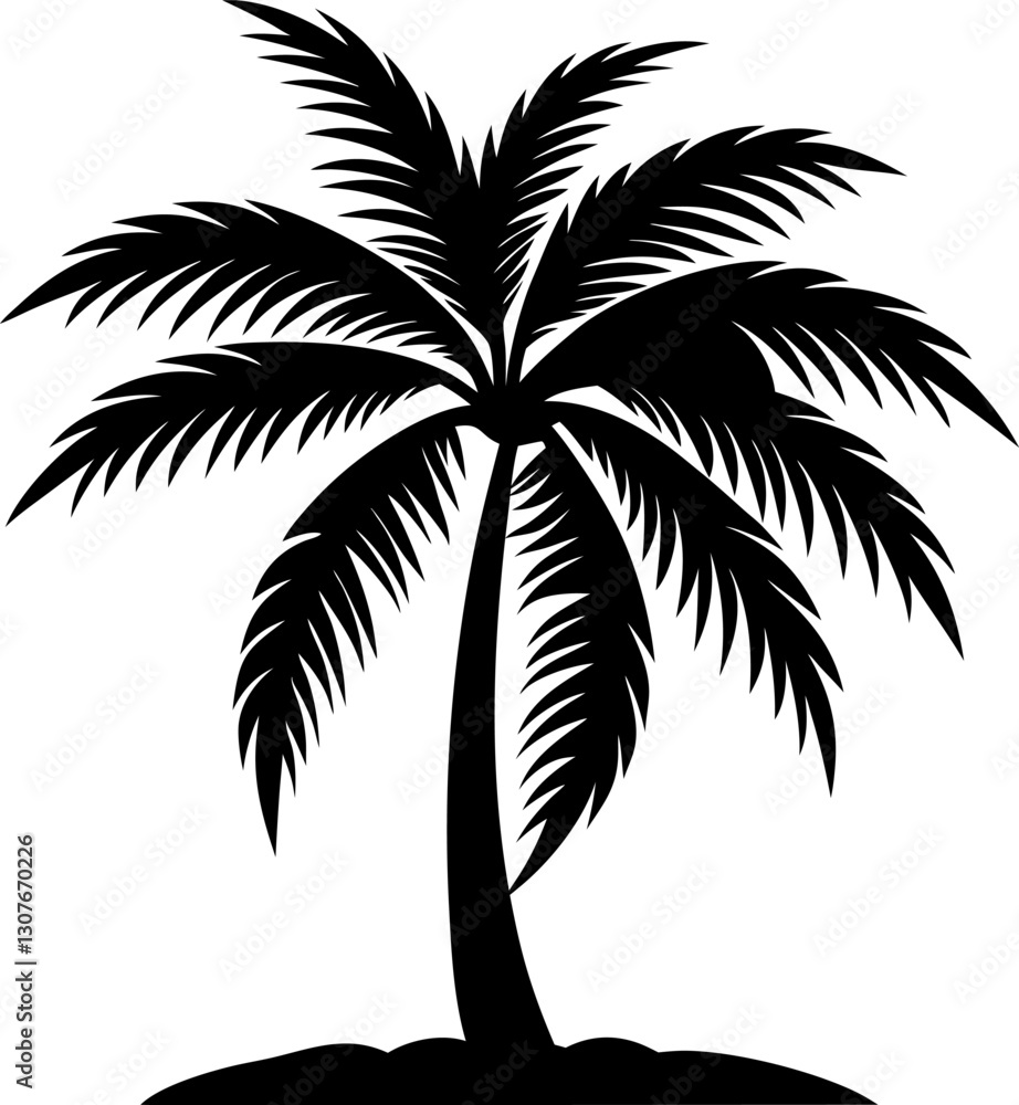 Palm Tree Silhouette: Tropical Tree, Vector Graphic Palm Tree Silhouette: Tropical Tree, Vector Graphic