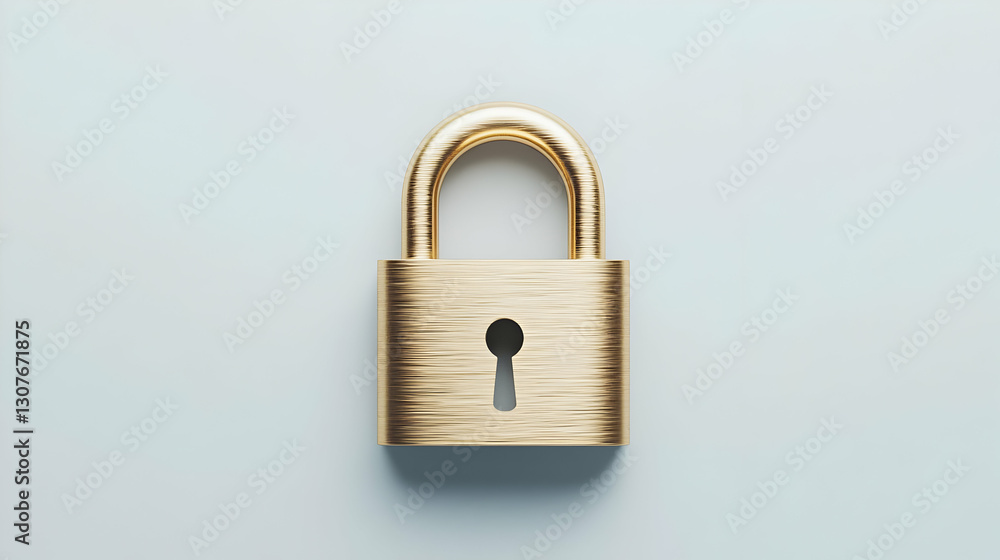 Golden Padlock on a Light Background for Security and Safety Concepts Golden Padlock on a Light Background for Security and Safety Concepts