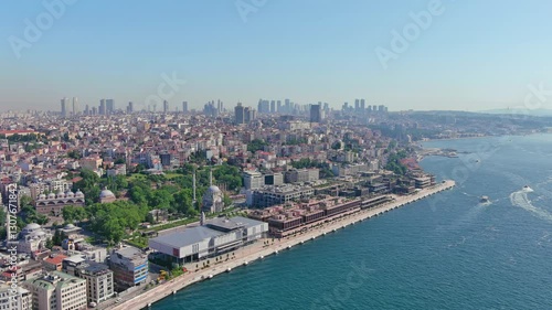 Wallpaper Mural Istanbul, Turkey: Aerial view of largest Turkish city, modern part skyscraper skyline on horizon, summer day with clear blue sky - landscape panorama of Europe / Asia from above
 Torontodigital.ca