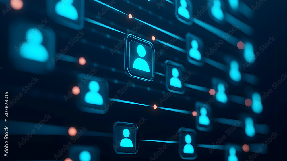 Fototapeta premium Network Connections Representation with User Icons in Digital Format