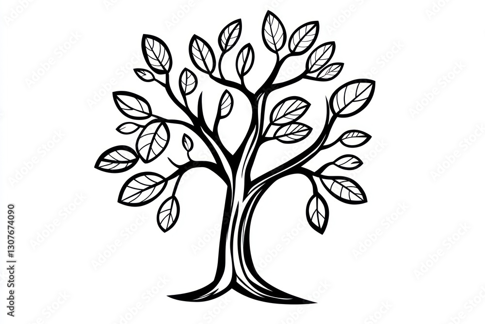 Obraz premium Simple Tree Line Art Illustration (1)