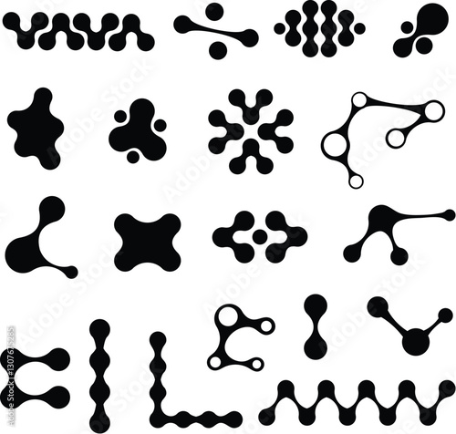 Abstract metaball pattern. Vector art illustration on a white background