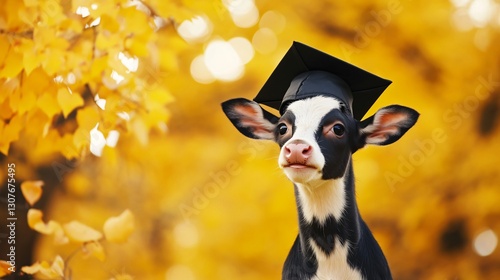 Cheerful animal in graduation cap
