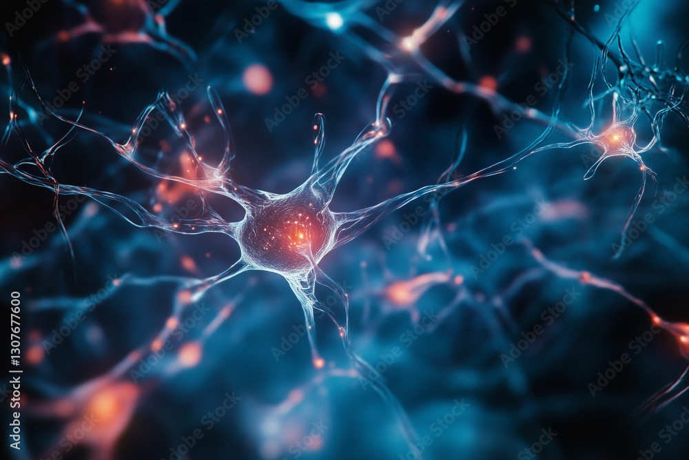 close up of a brain with many neurons. The neurons are blue and red. The image conveys the complexity and intricacy of the human brain close up of a brain with many neurons. The neurons are blue and red. The image conveys the complexity and intricacy of the human brain