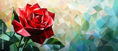 Low Poly Red Rose Background Image