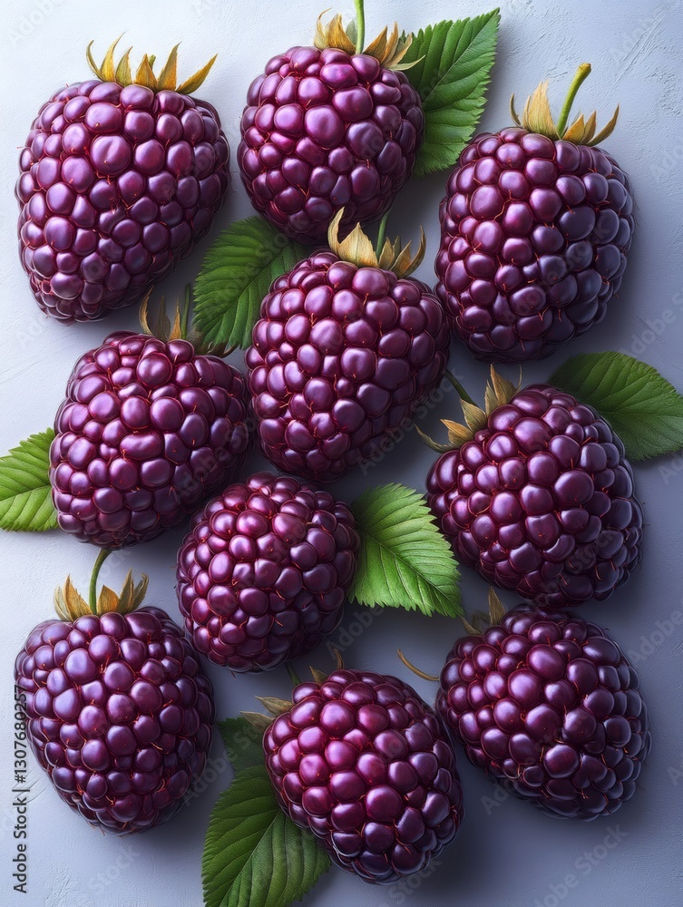Ripe blackberries showing their juicy texture on a textured surface Ripe blackberries showing their juicy texture on a textured surface