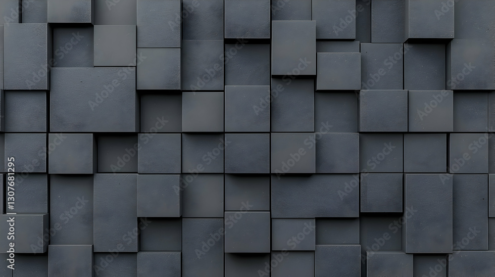 Textured Dark Gray Wall with Three-Dimensional Cubes Arrangement Textured Dark Gray Wall with Three-Dimensional Cubes Arrangement