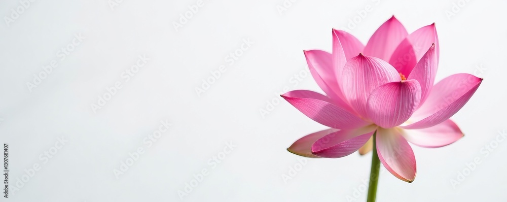 Fototapeta premium Close-up of pink lotus flower on white background, purity, tropical, plant
