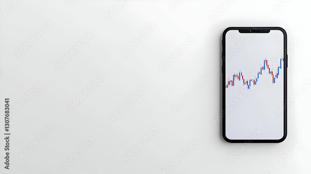 Fototapeta premium Modern Smartphone Displaying Financial Market Trend Graph Analysis