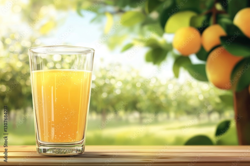 A refreshing glass of freshly squeezed orange juice set against a lush orchard background, representing the essence of natural, healthy living and summertime bliss. A refreshing glass of freshly squeezed orange juice set against a lush orchard background, representing the essence of natural, healthy living and summertime bliss.