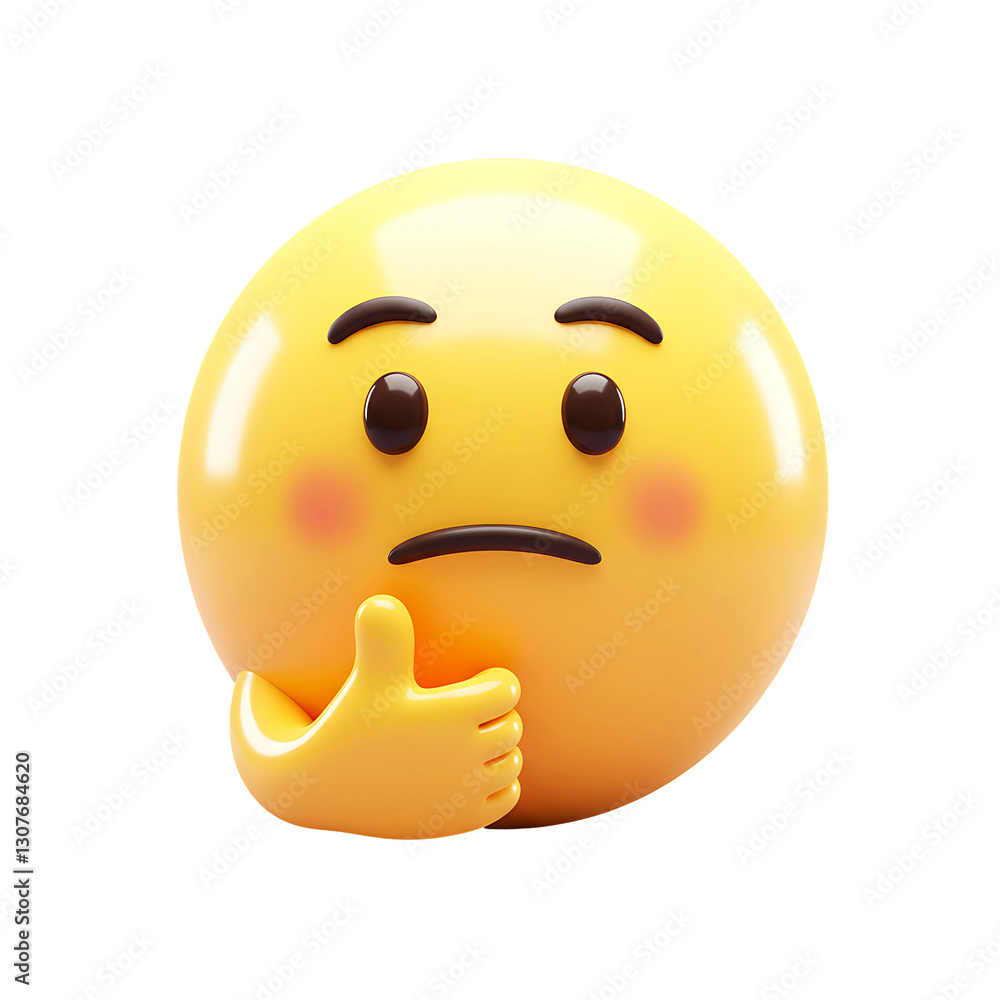 Fototapeta premium Thinking Emoji 3D Render on Transparent Background 