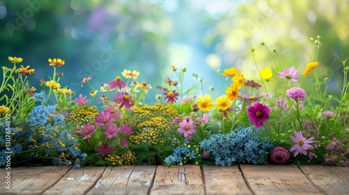 spring background with flowers and grass