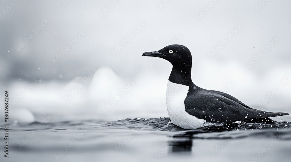 Fototapeta premium Arctic Guillemot Bird in Winter Waters