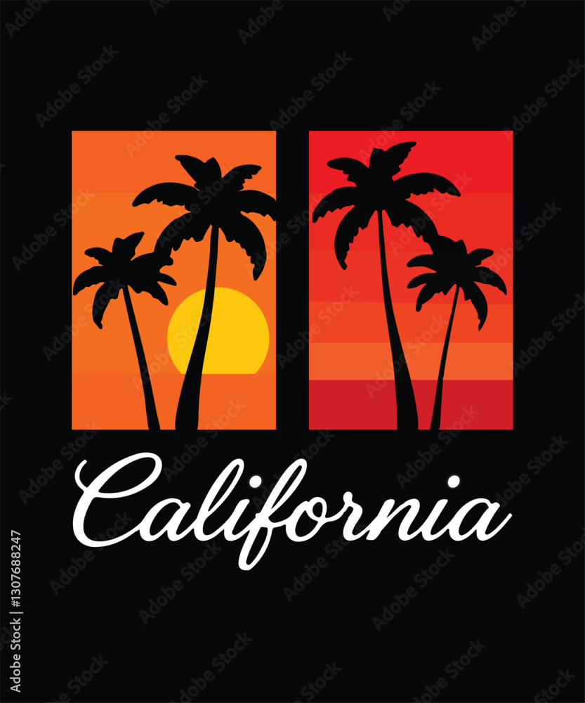 Naklejka premium California T-Shirt Design Trendy & Creative Vector Graphics