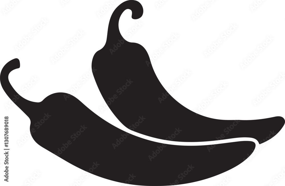 Obraz premium chili peppers silhouette style minimal vector art illustration on a white background. 