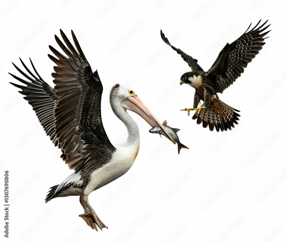 Obraz premium Closeup View of a Beautiful Birds with Vivid Plumage Isolated on a White Background