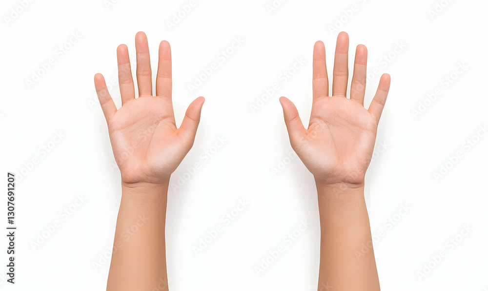 Hands Opened Palms Up Isolated on White Background Studio Shot Hands Opened Palms Up Isolated on White Background Studio Shot