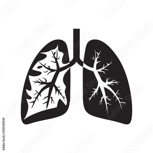 Lungs with leaf patterns in black and white 