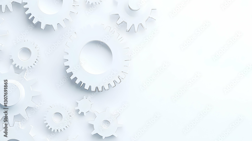 Abstract White Gears Background Design for Business Concept Abstract White Gears Background Design for Business Concept