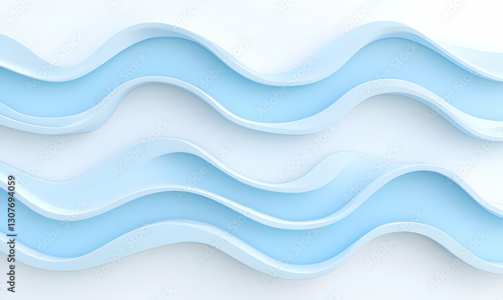 Fototapeta premium Abstract Flowing Wave Shapes in Soft Blue Tones on Light Background