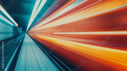 Wallpaper Mural A train with a long blue line and orange line Torontodigital.ca