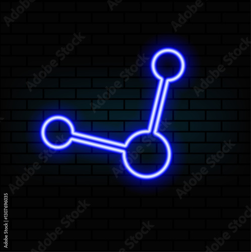 Lilac pink neon sign on brick wall Simple web icon in vector.blue