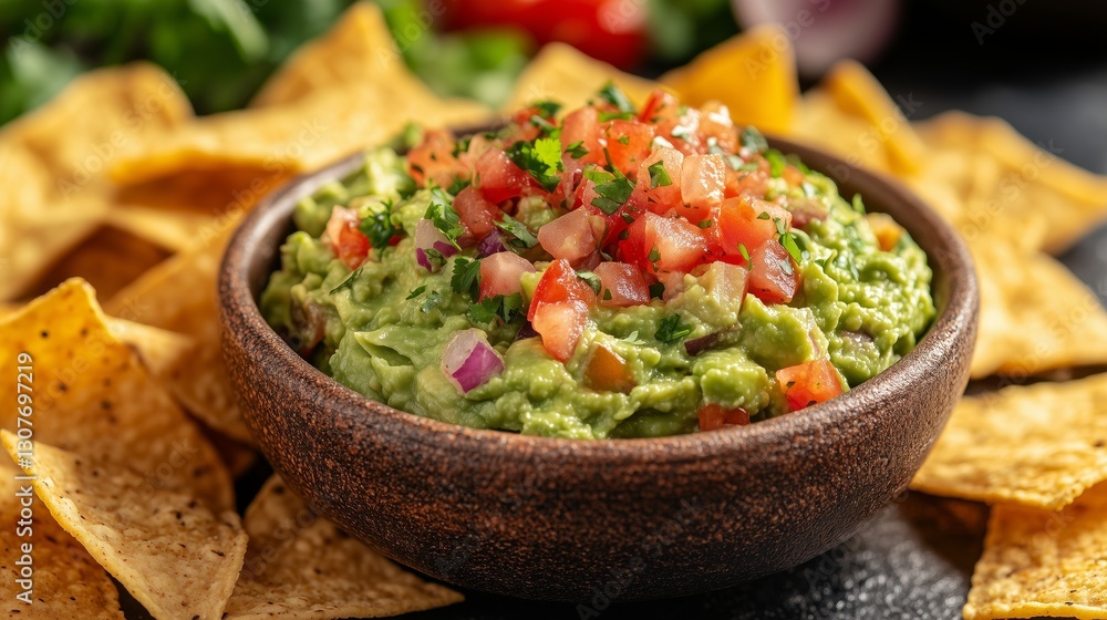 Freshly prepared guacamole served with crispy tortilla chips Freshly prepared guacamole served with crispy tortilla chips