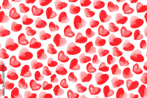 Obraz na płótnie Abstract red background. Seamless pattern of watercolor red hearts. w salonie