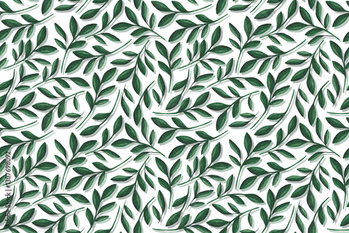 Obraz na płótnie Seamless pattern of green watercolor plants on a white background. Spring nature watercolor background w salonie