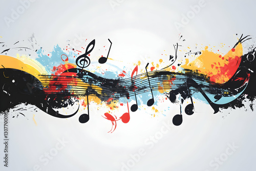 Abstract musical notation border design for creative applications