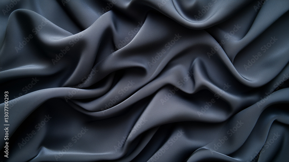 Fototapeta premium Flowing Black Satin Fabric Forming Smooth Artistic Abstract Waves