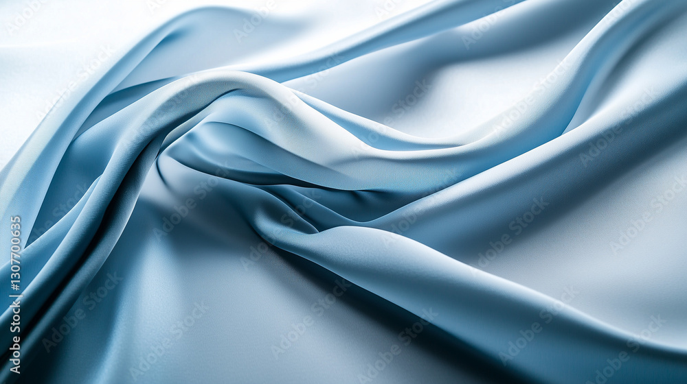 Obraz premium Elegant Blue Satin Fabric. Abstract Waves, Graceful Textures, and Soft Pastel Background