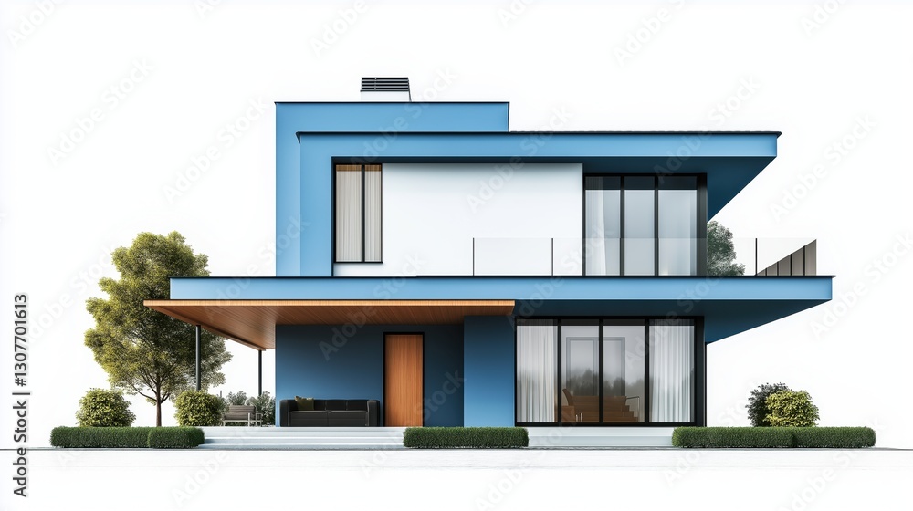 Blue modern house isolated on white background. Blue modern house isolated on white background.